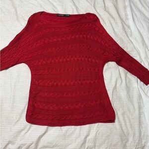 Ralph Lauren Cherry Red Cable Knit Sweater